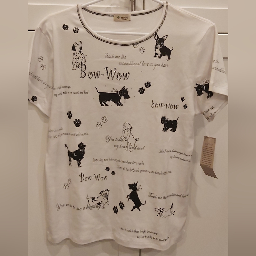Cactus black+white canine t-shirt